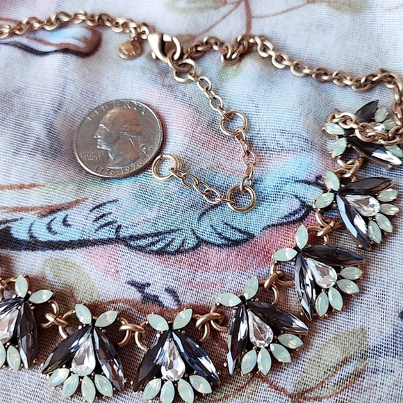 J. Crew Thin Navette Clear Teardrop Smoke Opalune Minty Statement Necklace EUC - Picture 7 of 12